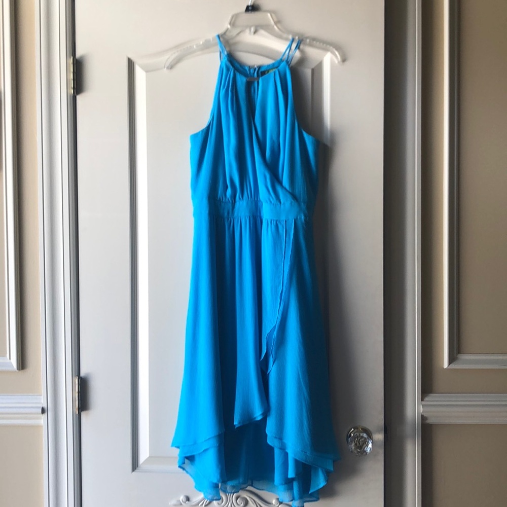 Blue high low halter dress from WHMB